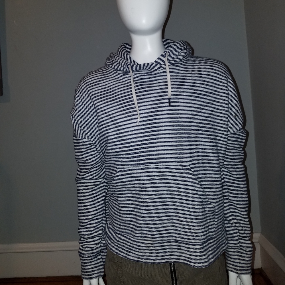 Cute blue and white striped hoodie/ sweatshirt